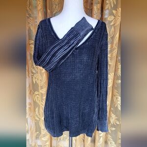 American Eagle Long Sleeve V-Neck T-Shirt Gray Black Size Small